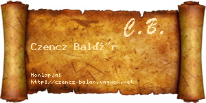 Czencz Balár névjegykártya